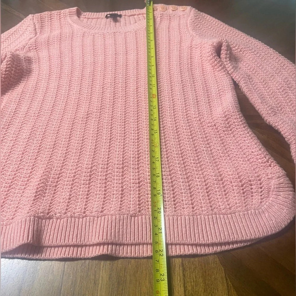Talbots Lambswool Open Knit Crew Neck Button Detail Sweater Peach Soft Cozy Sm - Picture 7 of 7